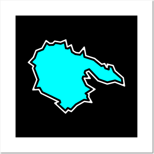 Hornby Island Simple Silhouette - Turquoise Blue Souvenir - Hornby Island Posters and Art